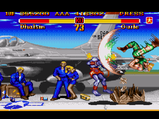 Guile does a flash kick